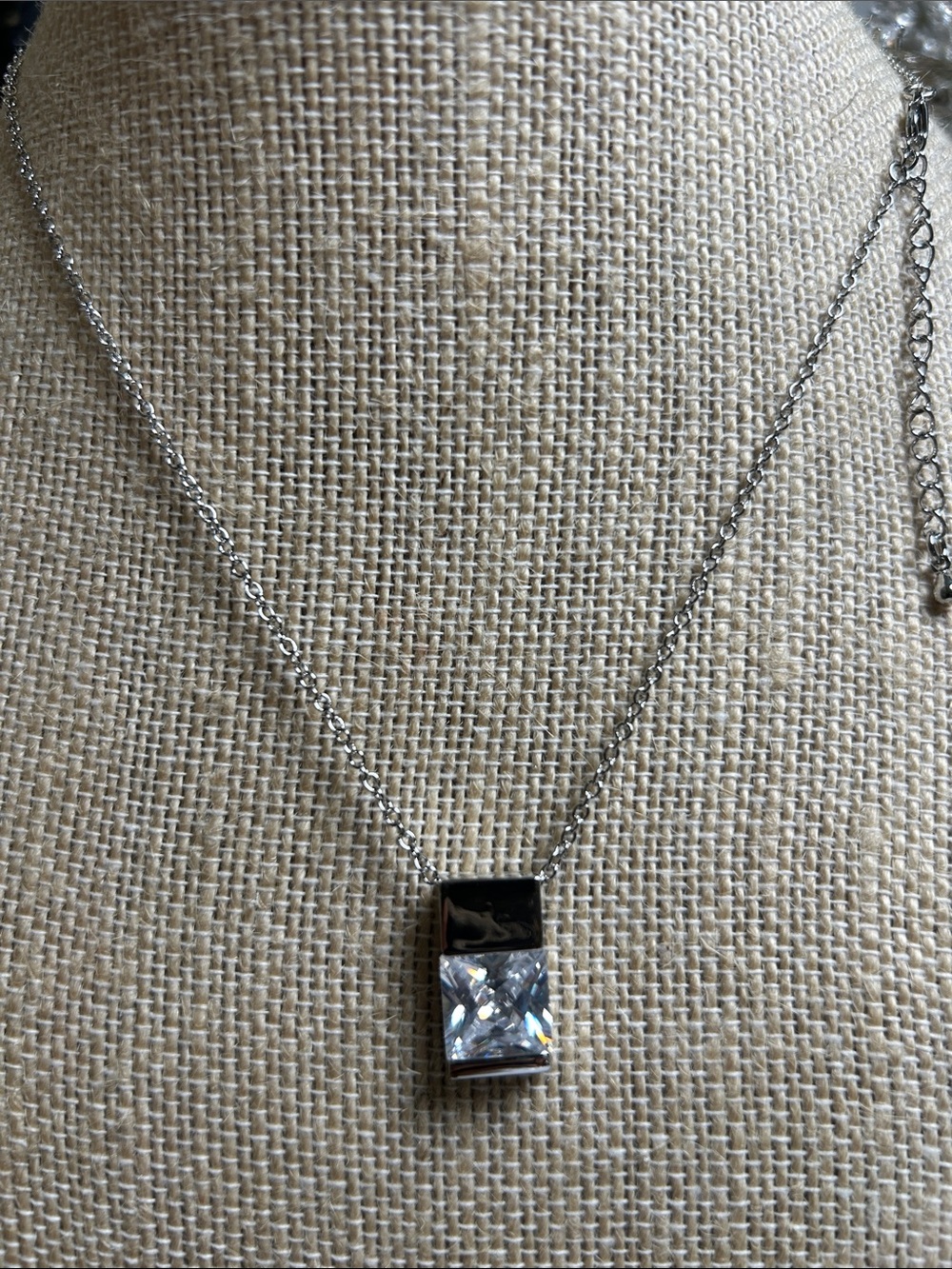 Sterling Silver Clear Crystal Pendant Necklace